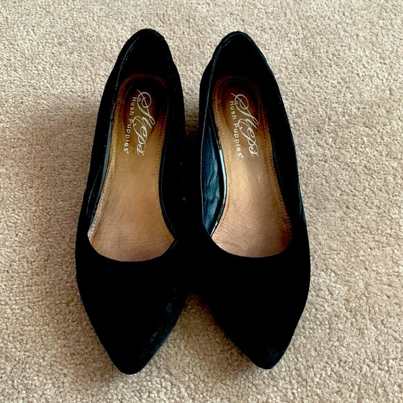 Hush Puppies Shoes - Steps by Hush Puppies black suede wedge heels wide size6